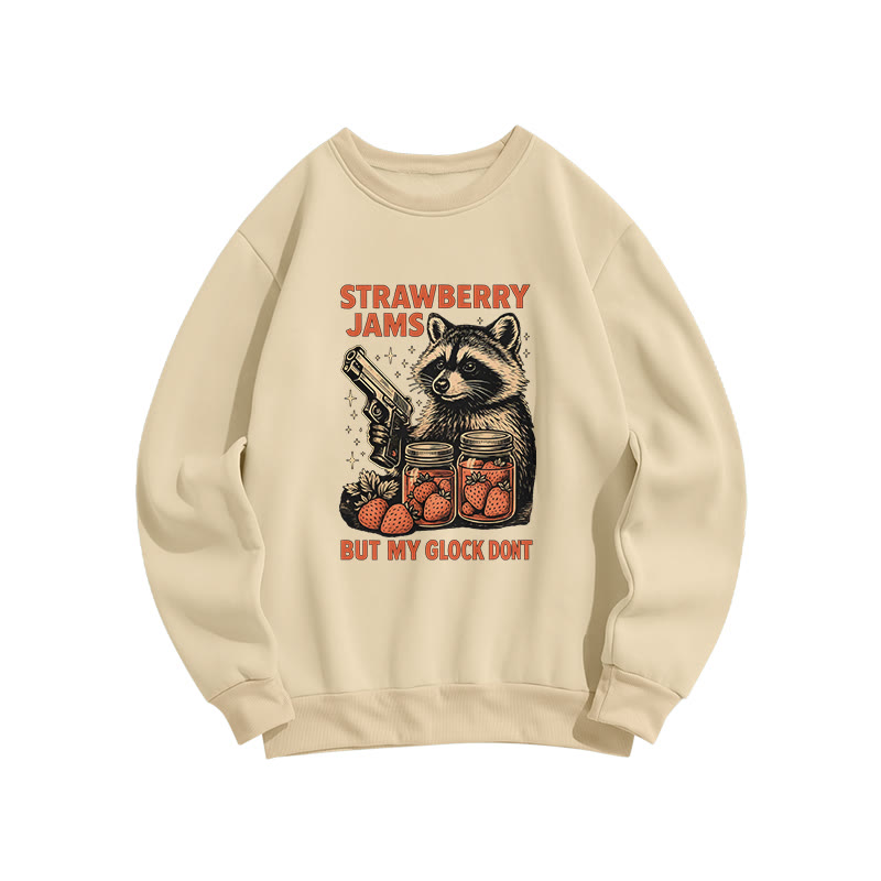 Strawberry Jams Glock Funny Raccoon Crew Neck Sweatshirt - Apricot - US16-18(2XL) - image 1