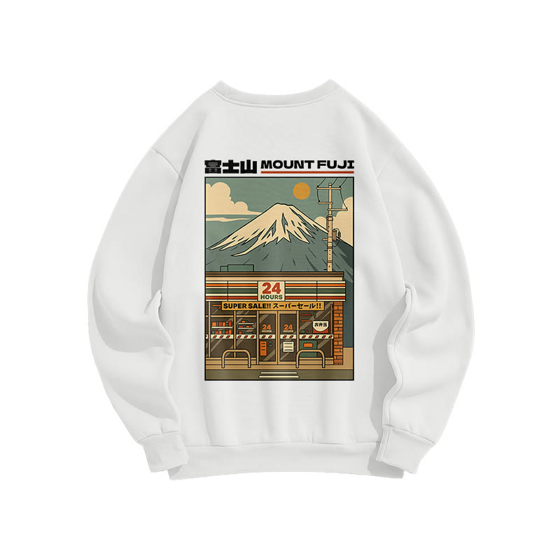 Unisex Fuji Mart Print Long Sleeve Crew Neck Sweatshirt - White - US16-18(2XL) - image 1