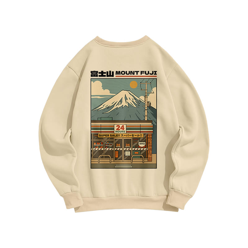 Unisex Fuji Mart Print Long Sleeve Crew Neck Sweatshirt - Apricot - US16-18(2XL) - image 3