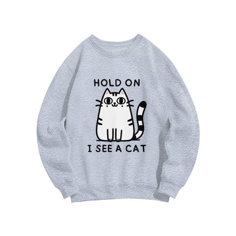 Unisex Fun Slogan Cat Print Long Sleeve Crew Neck Sweatshirt - Grey - US16-18(2XL) - image 3