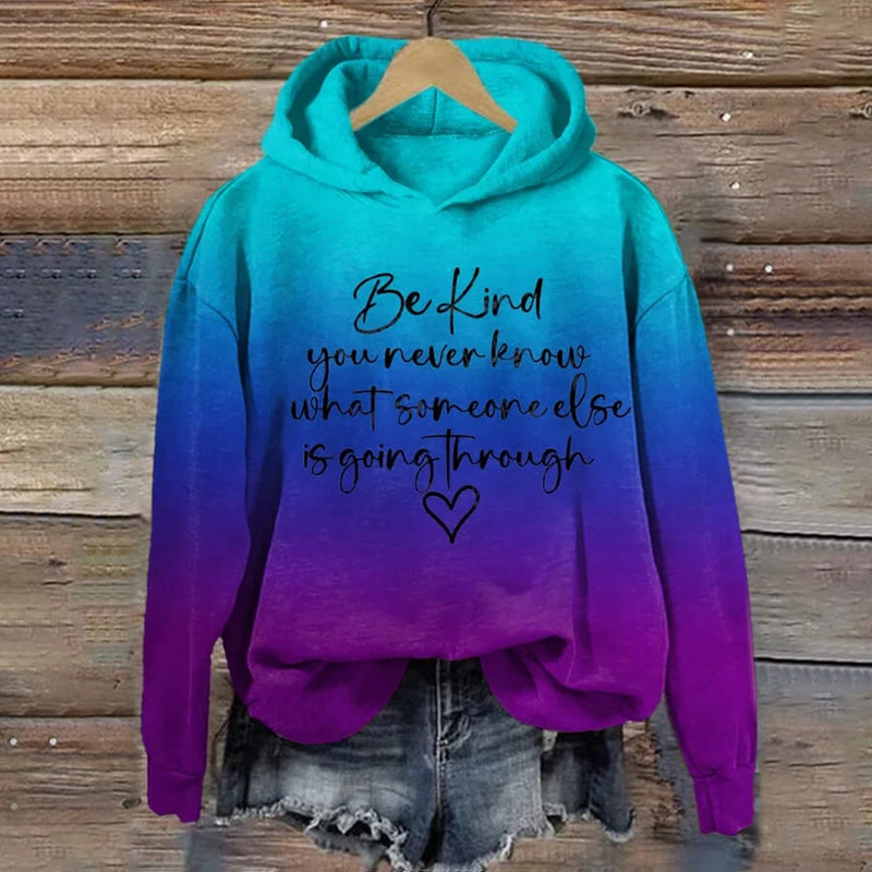 Women's Mental Health Be Kind Printed Hooded Sweatshirt - Blue - US44-46(8XL) - image 1