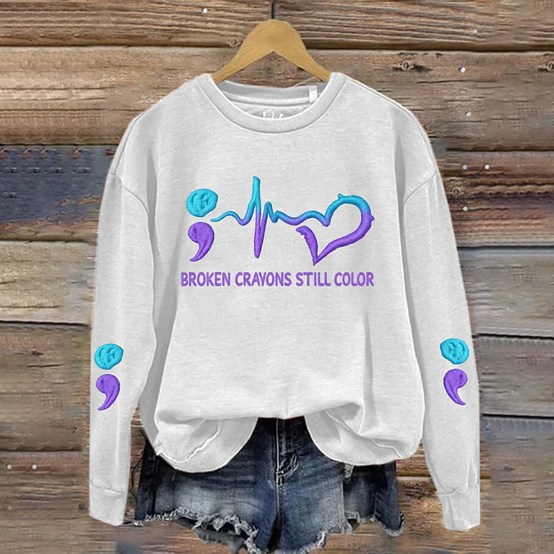 Suicide Prevention And Mental Health Print Casual Sweatshirt - White - 5XL - image 2