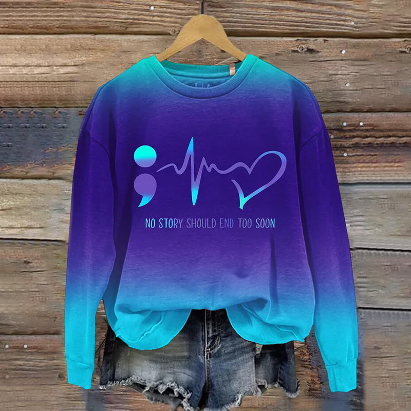 Suicide Prevention And Mental Health Print Casual Sweatshirt - Blue - 5XL - image 1