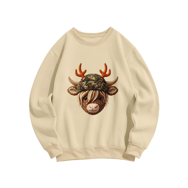 Camouflage Reindeer Print Long Sleeve Crew Neck Sweatshirt - Brown - US16-18(2XL) - image 2