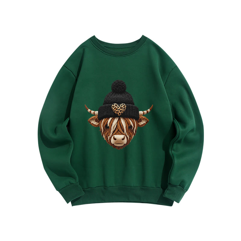 Heart Shaped Leopard Print And Reindeer Creative 3d Print Long-Sleeved Crew Neck Sweatshirt - Green - US16-18(2XL) - image 5