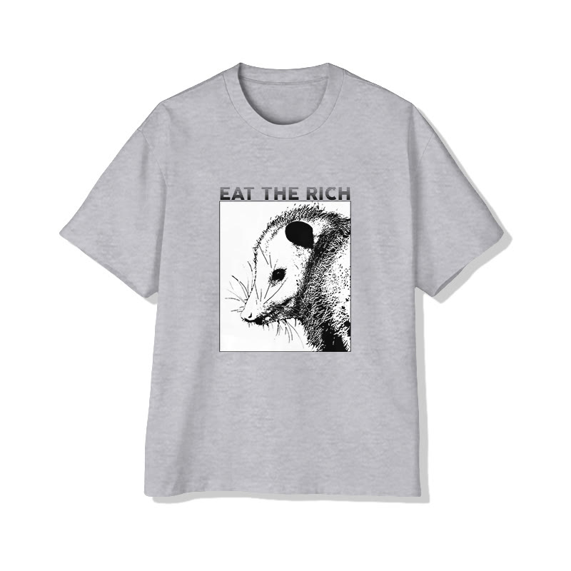 Unisex Eat The Rich Short Sleeve Crew Neck T-shirt - Grey - 2XL - image 2