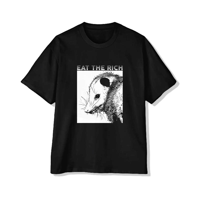 Unisex Eat The Rich Short Sleeve Crew Neck T-shirt - Black - 2XL - image 1