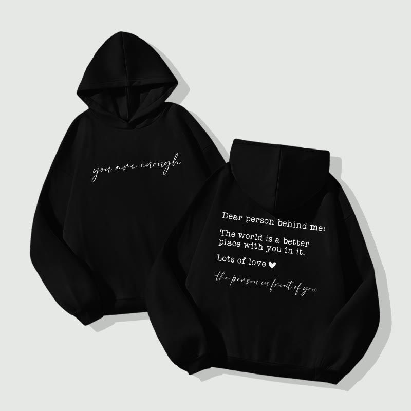 Unisex You Are Enough Long Sleeve Hoodie - Black - 8XL - image 4