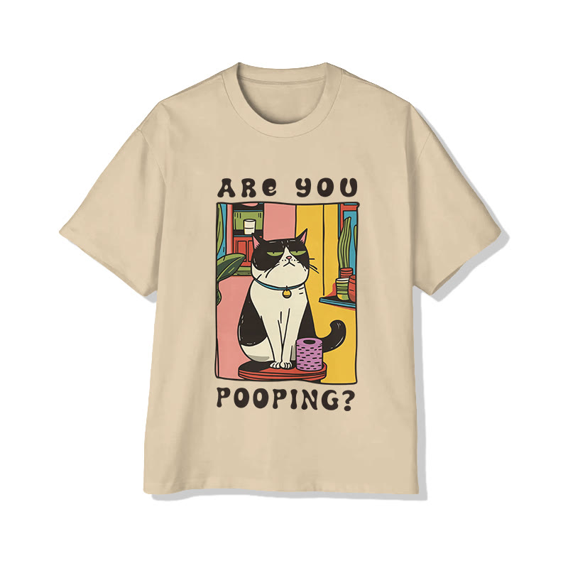 Unisex Funny Cats  Print Short Sleeve Crew Neck T-Shirt - Apricot - 2XL - image 4