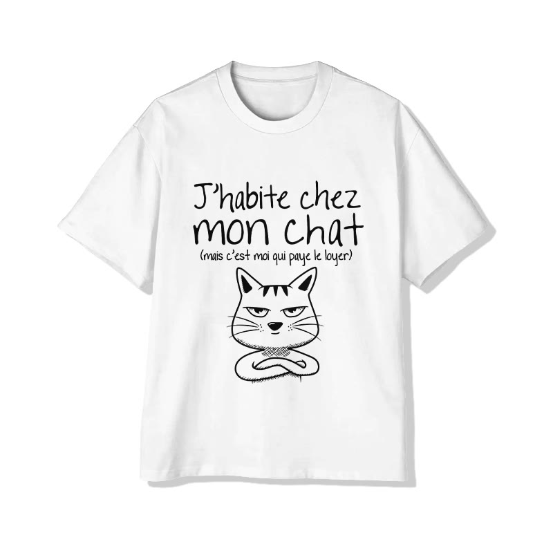 Unisex Funny Cats Sarcastic Slogans Print Short Sleeve Crew Neck T-Shirt - White - 2XL - image 1