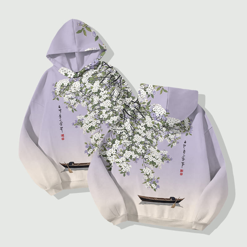 Japanese Retro Cherry Blossoms Art Print Long Sleeve Hoodie - image 2