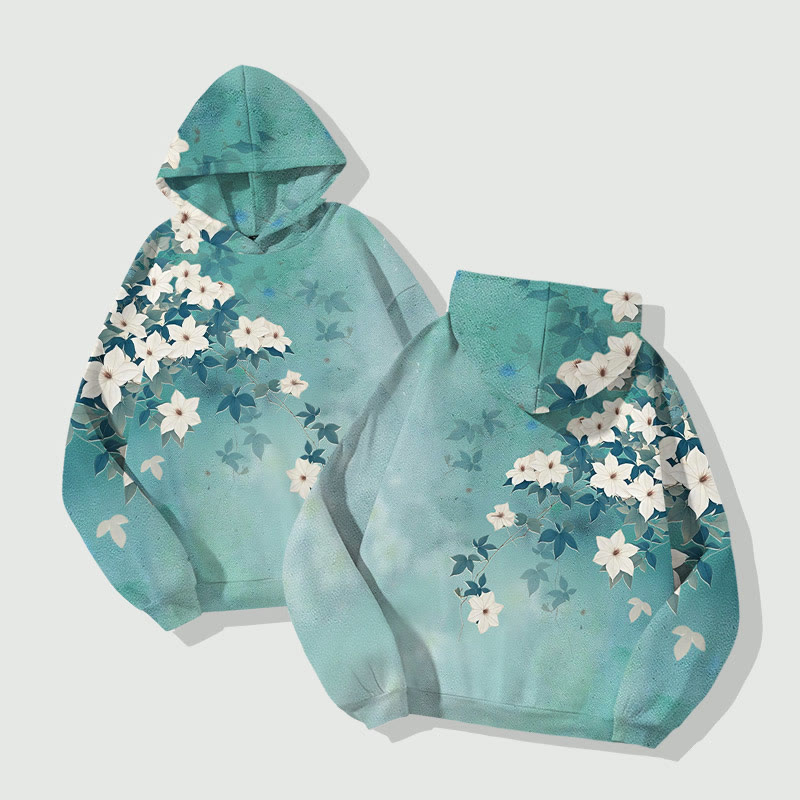 Japanese Vintage Jasmine Blossom Art Print Long Sleeve Hoodie - image 2
