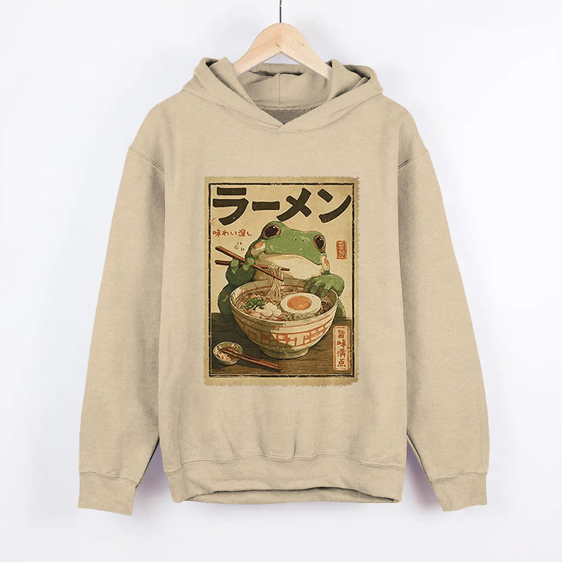 Unisex Ramen Bliss Pattern Long Sleeved Hoodie - Apricot - US44-46(8XL) - image 3