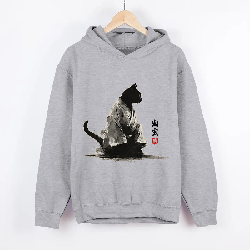 Unisex Depths Of Stillness Pattern Long Sleeved Hoodie - Grey - US44-46(8XL) - image 2