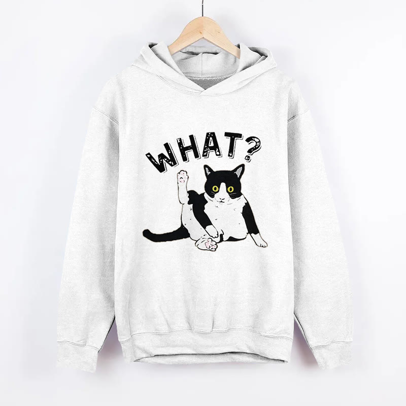 Unisex Cat Question Mark Pattern Long Sleeved Hoodie - White - US44-46(8XL) - image 3