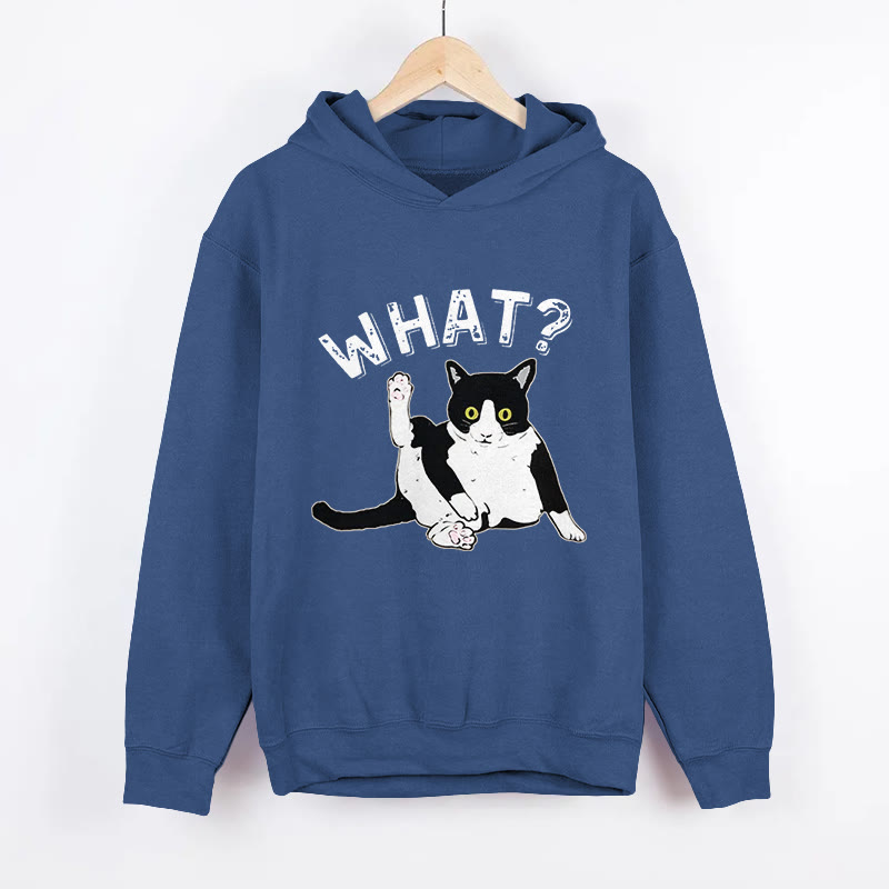Unisex Cat Question Mark Pattern Long Sleeved Hoodie - Dark Blue - US44-46(8XL) - image 1