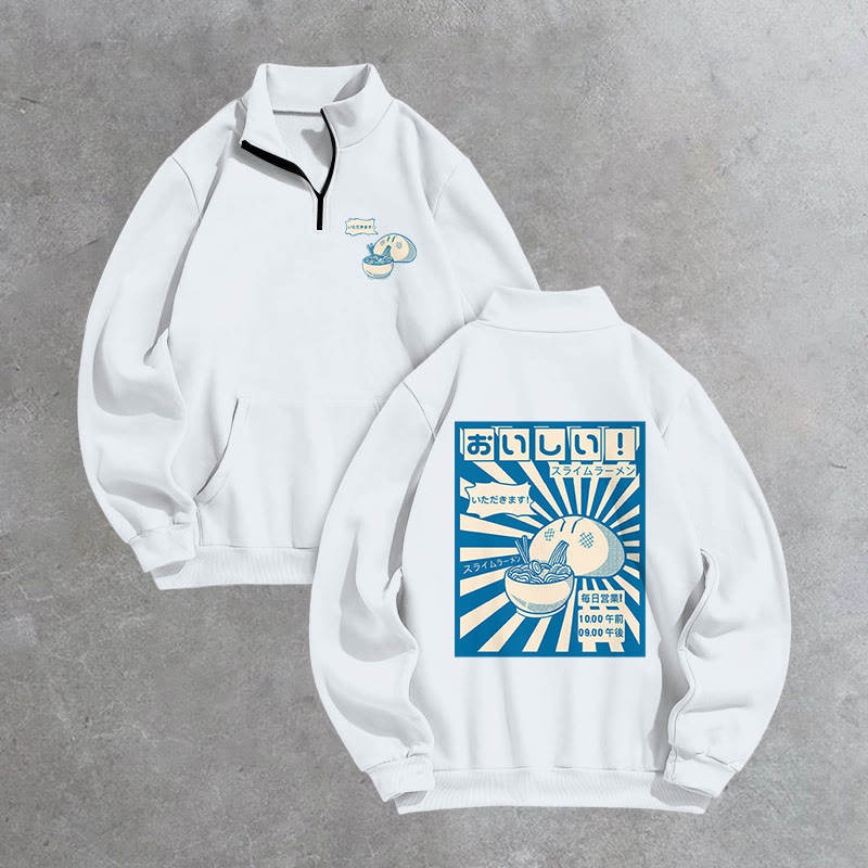 Unisex Ramen Lover Printed Print Zip Sweatshirt - White - US16-18(2XL) - image 1