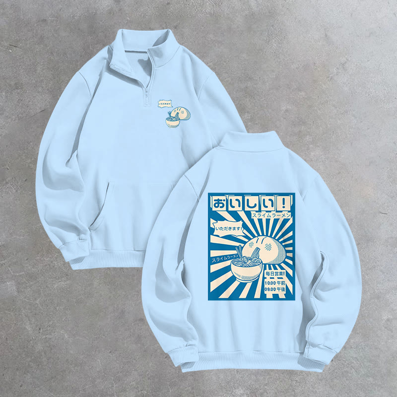 Unisex Ramen Lover Printed Print Zip Sweatshirt - Light Blue - US16-18(2XL) - image 2