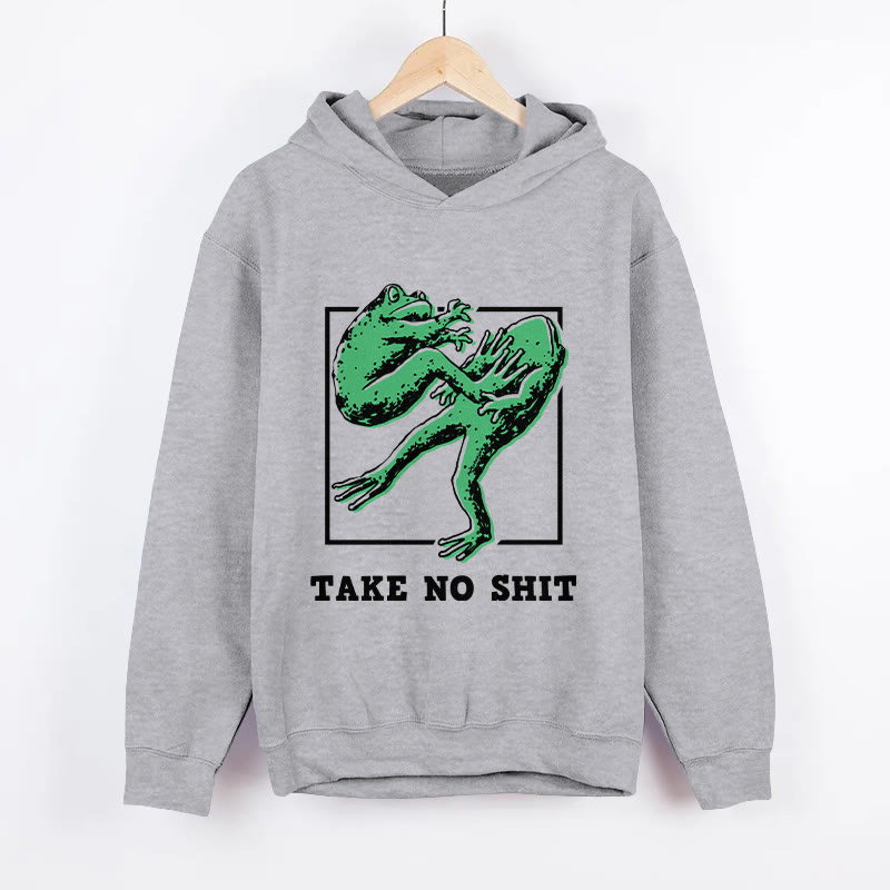 Unisex Don't Mess With Me Frog Pattern Long Sleeved Hoodie - Grey - US44-46(8XL) - image 2