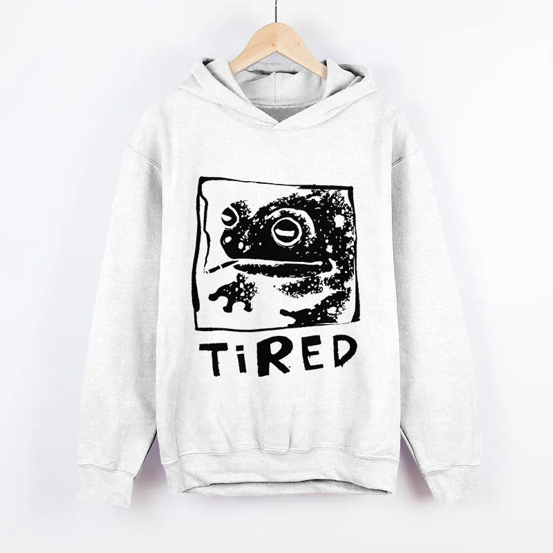 Unisex Tired Frog Pattern Long Sleeved Hoodie - White - US44-46(8XL) - image 2