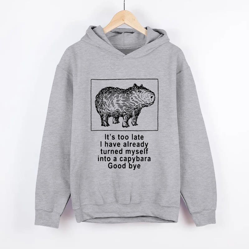 Unisex I Have Turned Myself Into A Capybara Pattern Long Sleeved Hoodie - Grey - US44-46(8XL) - image 2