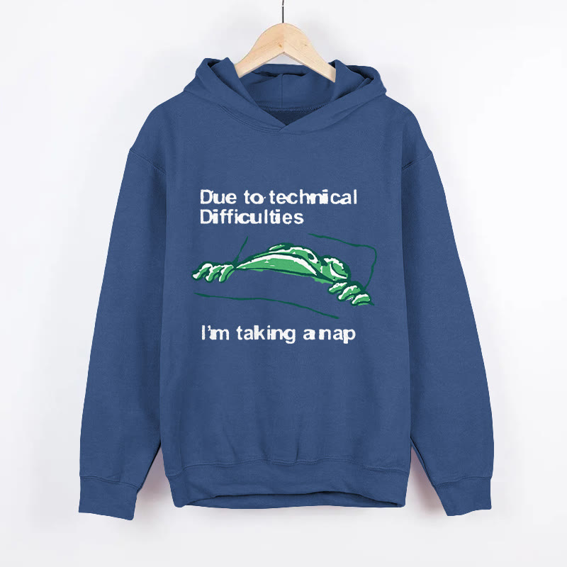 Unisex Due To Technical Difficulties I'm Taking A Nap  Long Sleeved Hoodie - Dark Blue - US44-46(8XL) - image 4