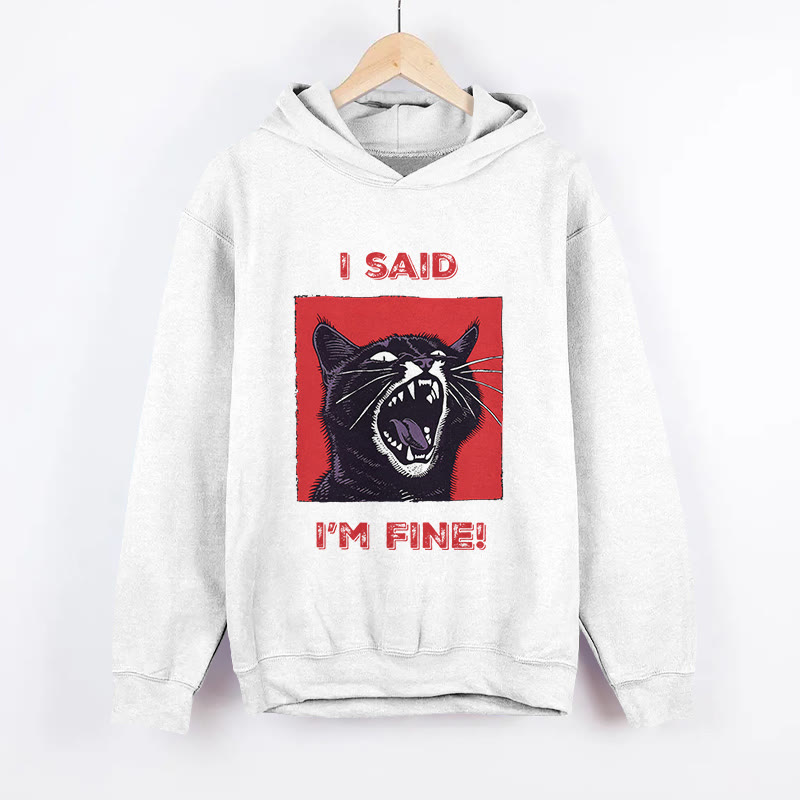 Unisex I SAID I'M FINE Pattern Long Sleeved Hoodie - White - US44-46(8XL) - image 2