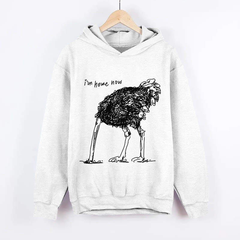 Unisex I'm Home Now Pattern Long Sleeved Hoodie - White - US44-46(8XL) - image 1