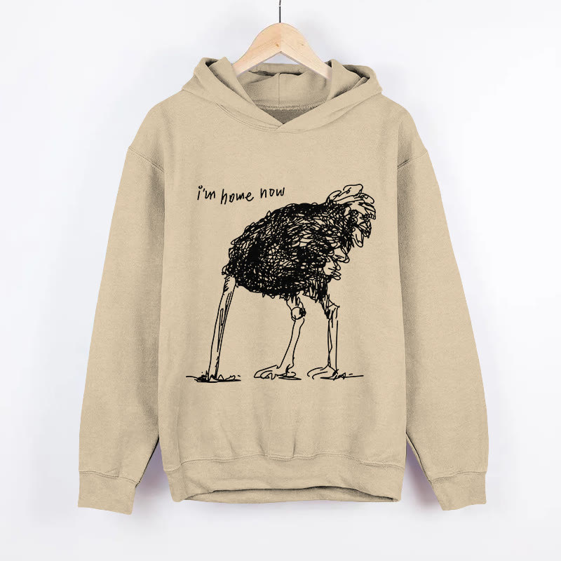 Unisex I'm Home Now Pattern Long Sleeved Hoodie - Apricot - US44-46(8XL) - image 3