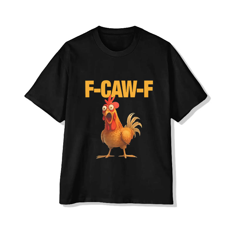Unisex F-Caw-F Chicken Pattern Short Sleeved Crew Neck T-Shirt - Black - 2XL - image 1
