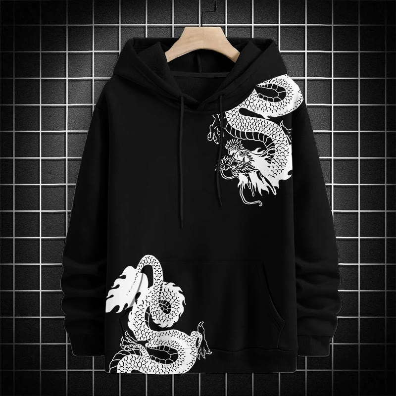  Men's Dragon Patterns Print Hoodie - Black - US16-18(2XL) - image 1