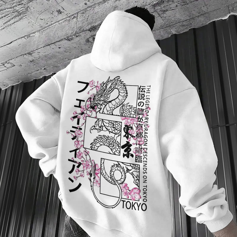  Men's Dragon Of Cherry Blossoms Tokyo Patterns Print Hoodie - image 2