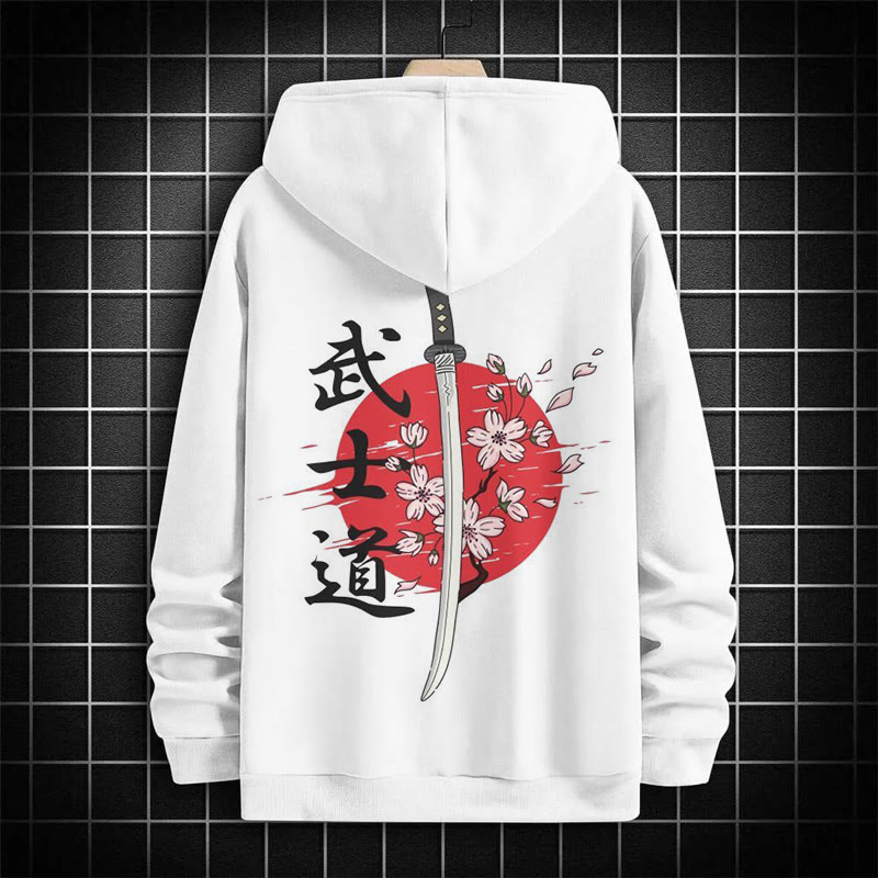  Men's Japanese Samurai Sword Patterns Print Hoodie - White - US16-18(2XL) - image 1