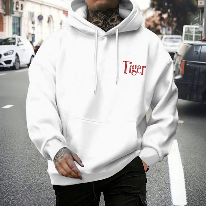  Men's Retro Tiger Head Patterns Print Hoodie - image 4