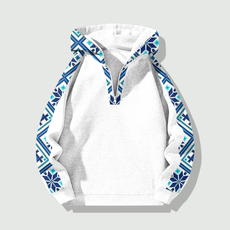 Unisex Geometric Patterns Patterns Art Print Half Zip Hoodie - White - US32-34(5XL) - image 1