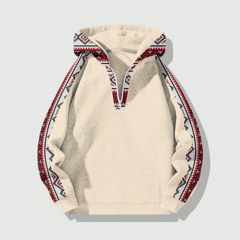 Unisex Geometric Patterns Patterns Art Print Half Zip Hoodie - Apricot - US32-34(5XL) - image 1