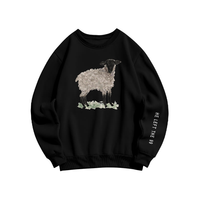 Unisex "he Left The 99" Lamb Pattern Long Sleeved Crew Neck Sweatshirt - Black - US16-18(2XL) - image 5