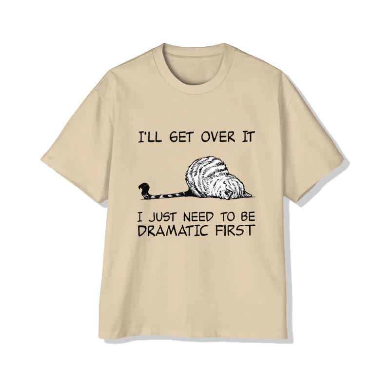 Unisex Lazy Sleeping Cat Print Short Sleeved Crew Neck T-shirt - Apricot - 2XL - image 3