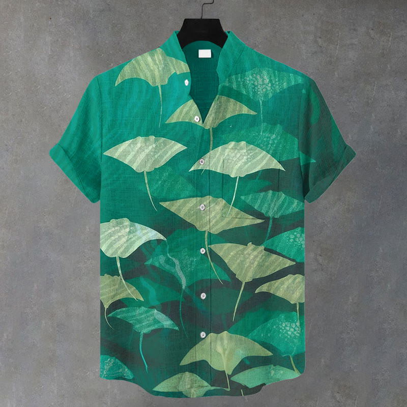 Men's Manta Ray Print Casual Shirt - Green - 5XL - image 1