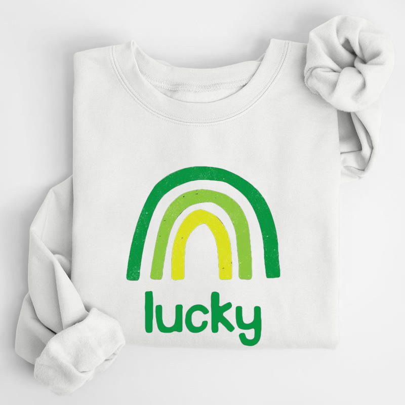 St. Patrick's Day Lucky Rainbow Print Crew Neck Sweatshirt - White - US16-18(2XL) - image 2