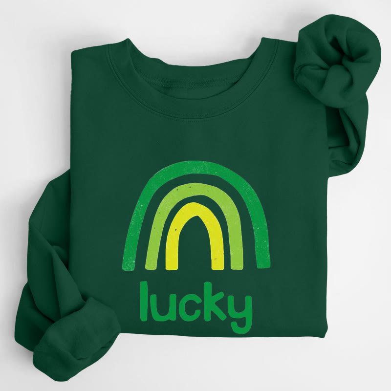 St. Patrick's Day Lucky Rainbow Print Crew Neck Sweatshirt - Green - US16-18(2XL) - image 1