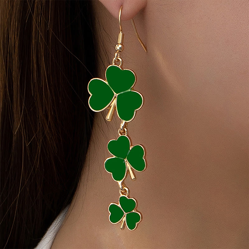 St. Patrick's Day Irish Party Fashion Clover Earrings - Green - one size - image 1