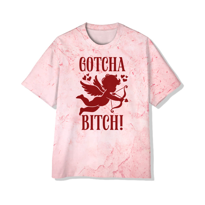 Red Cupid Silhouette Valentine's Day Print T-shirt - Pink - 8XL - image 1