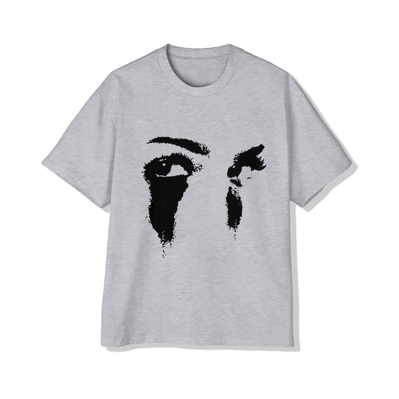 Unisex Abstract Print Short Sleeved Crew Neck T-shirt - Grey - 2XL - image 2