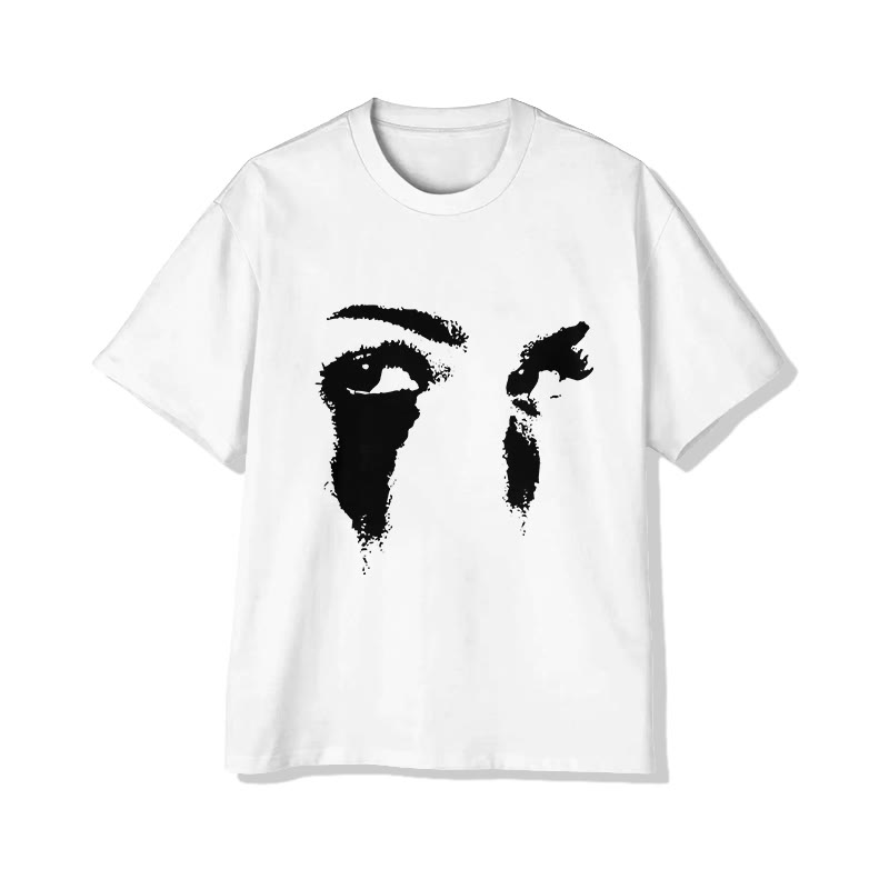 Unisex Abstract Print Short Sleeved Crew Neck T-shirt - White - 2XL - image 1