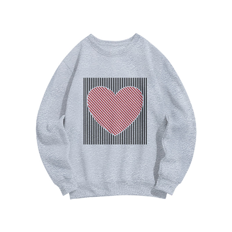 Valentine's Day Heart Print Casual Sweatshirt - Grey - 5XL - image 4