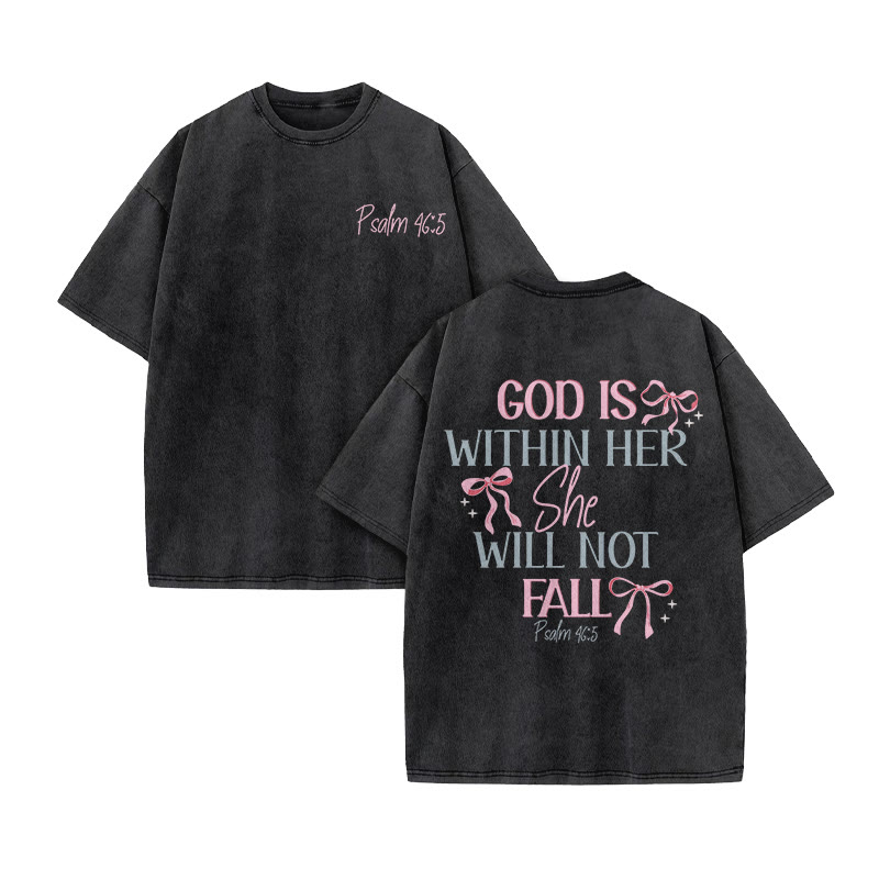 God Is Within Her Psalm 46:5 Print Acid Washed T-shirt - image 2
