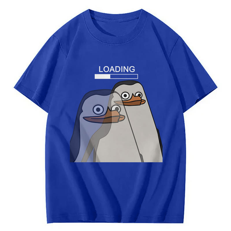 Unisex Loading Penguin Print Short Sleeved Crew Neck T-Shirt - Royal Blue - 2XL - image 3