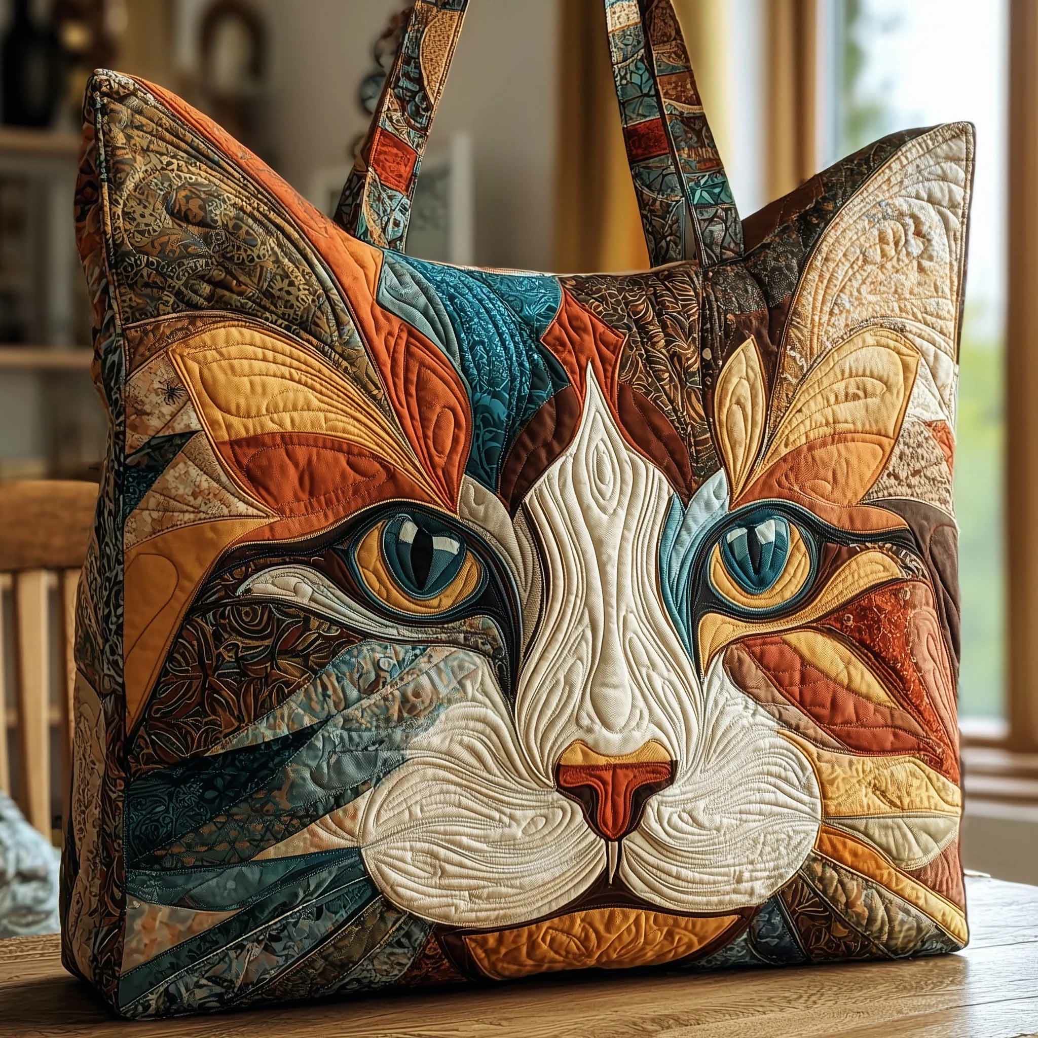 Cat Quilted Tote Bag - Multicolor - one size - image 1