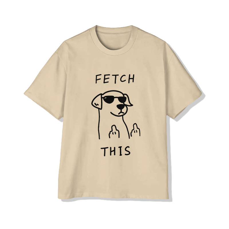Unisex Fetch This Dog Print Short Sleeved Crew Neck T-shirt - Apricot - 2XL - image 2